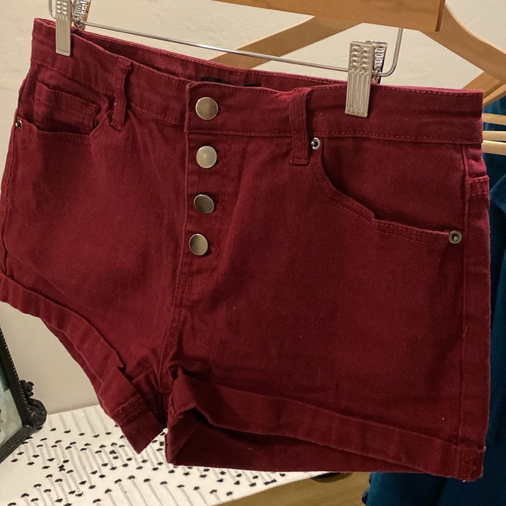 Size 31 burgundy denim shorts